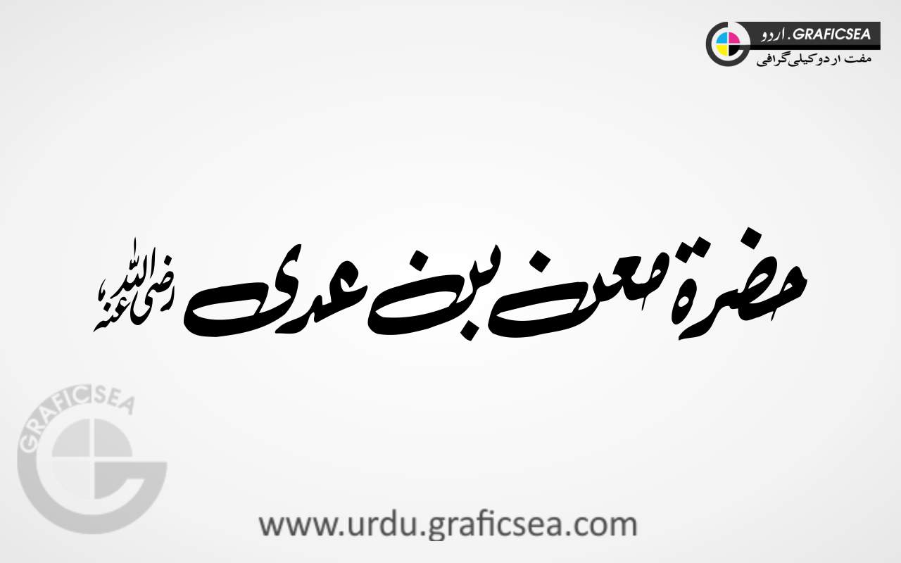 Hazrat Moeen Bin Addi RA Urdu Word Calligraphy
