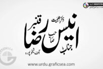 Zakir Anees Raza Qamber Urdu Name Calligraphy